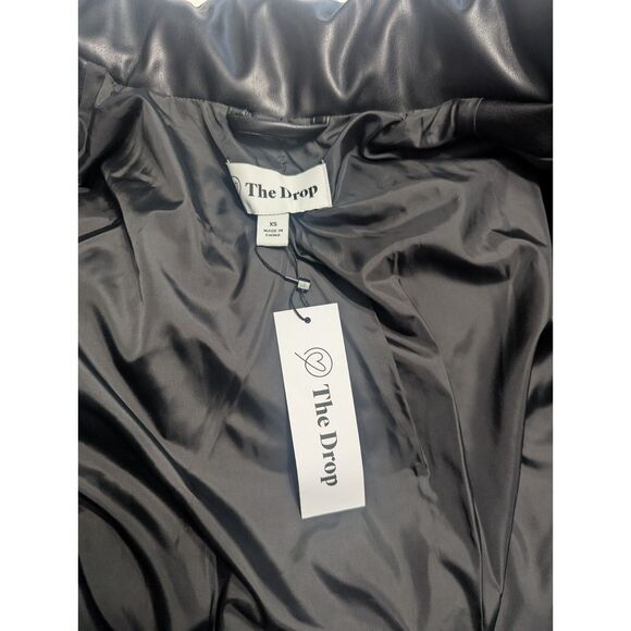 🖤 The Drop Priscilla Vegan Leather Puffer Black XS NWT - Picture 10 of 11